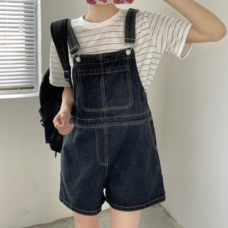 Blue Denim Shorts Female 2023 Summer Loose Wide Leg Shorts Korean Jumpsuit Shorts For Women