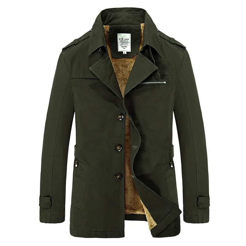 2022 Brand Business Casual Long Section Winter Jacket Men Trench Coat Fashion Windbreaker Mens Overcoat Warmth Plus Size M-5XL