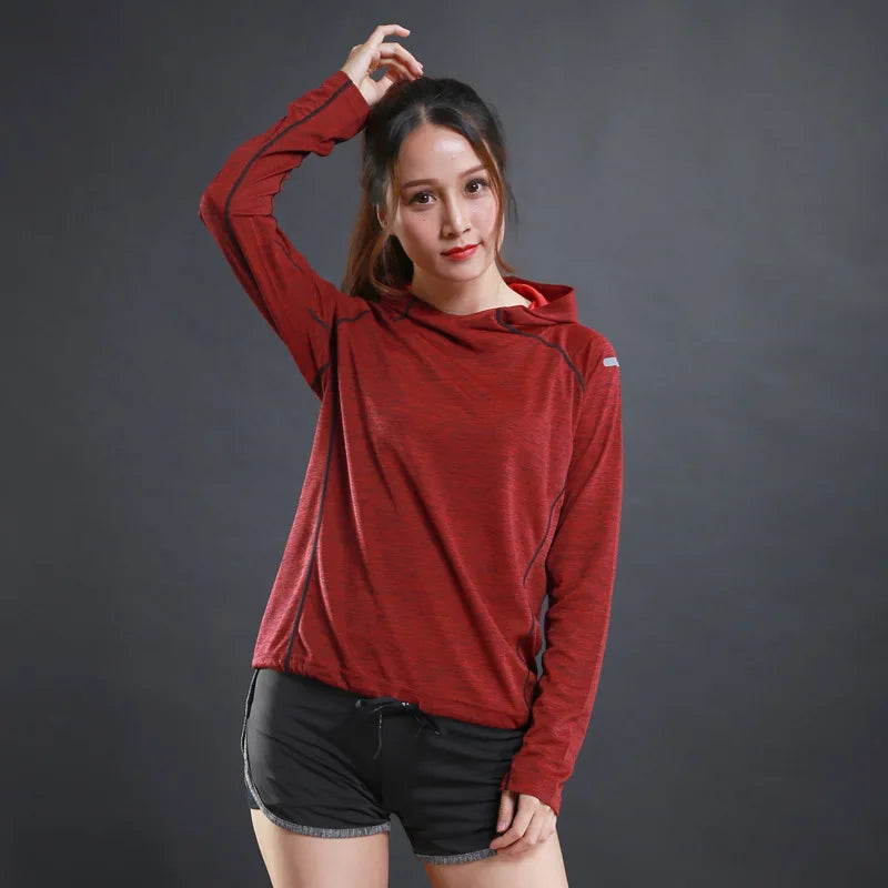 Women's Jacket Hoodies Long Sleeve T-shirts Running Training Clothes Quick Dry Breathable Sports T Shirt For Women