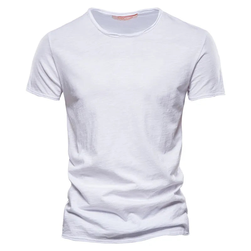 Men's T Shirt Pure Color Round Collar Short Sleeved Tops Tees High Quality Cotton Men T-Shirt Fashion Slim Man T Shirt For Men