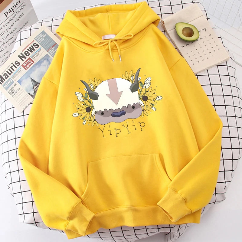 Harajuku Anime Avatar The Last Airbender Hoodies Sweatshirt Men Women Fashion Cartoon Appa Print Winter Casual Loose Men Hoody