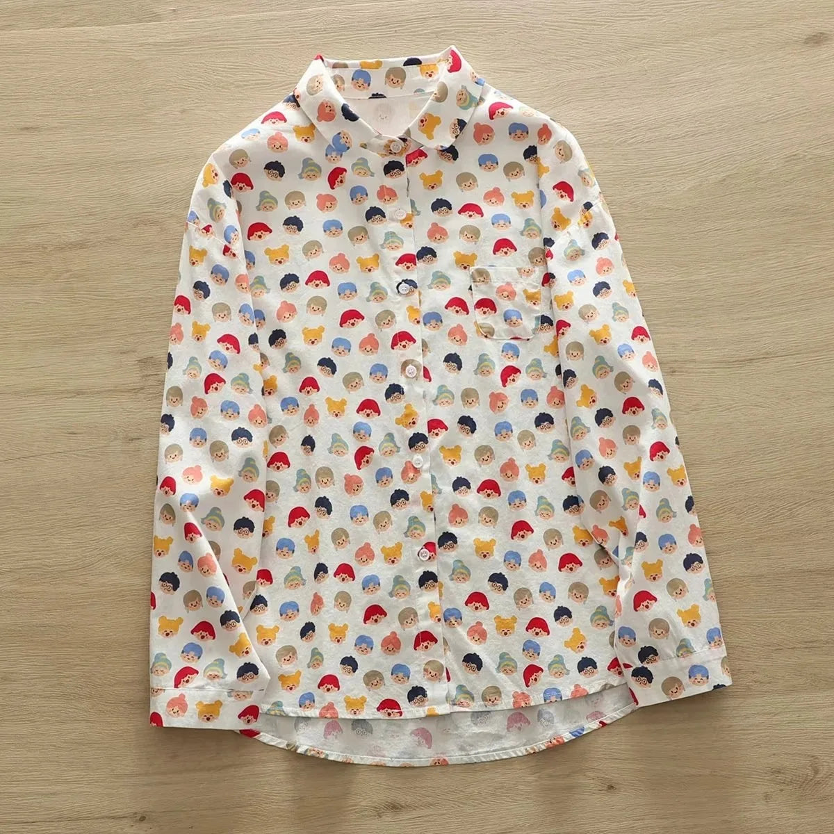 Fashion Women Printed Shirts Cotton Casual Blouses and Tops 2024 New Loose Style Exquisite Lady Long Sleeve Shirt Female Clothes