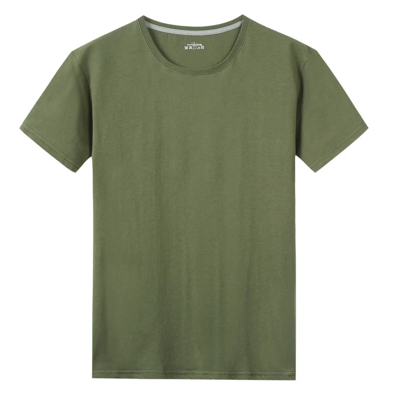 Summer New Men's 100% Cotton T-Shirt Solid Color Soft Touch Fabric Men's Basic Tops Tees Casual Men Clothing Fashion Tops Tees