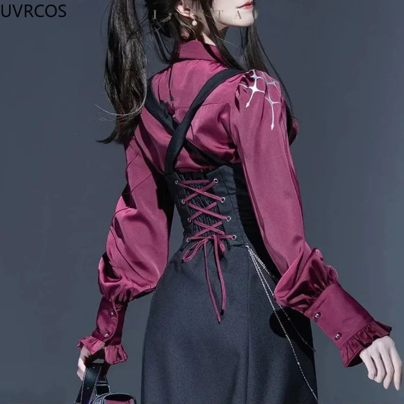 Victorian Vintage Elegant Lolita Shirts Women Sweet Ruffles Long Sleeves Irregular Blouses Female Japanese Gothic Y2k Slim Tops