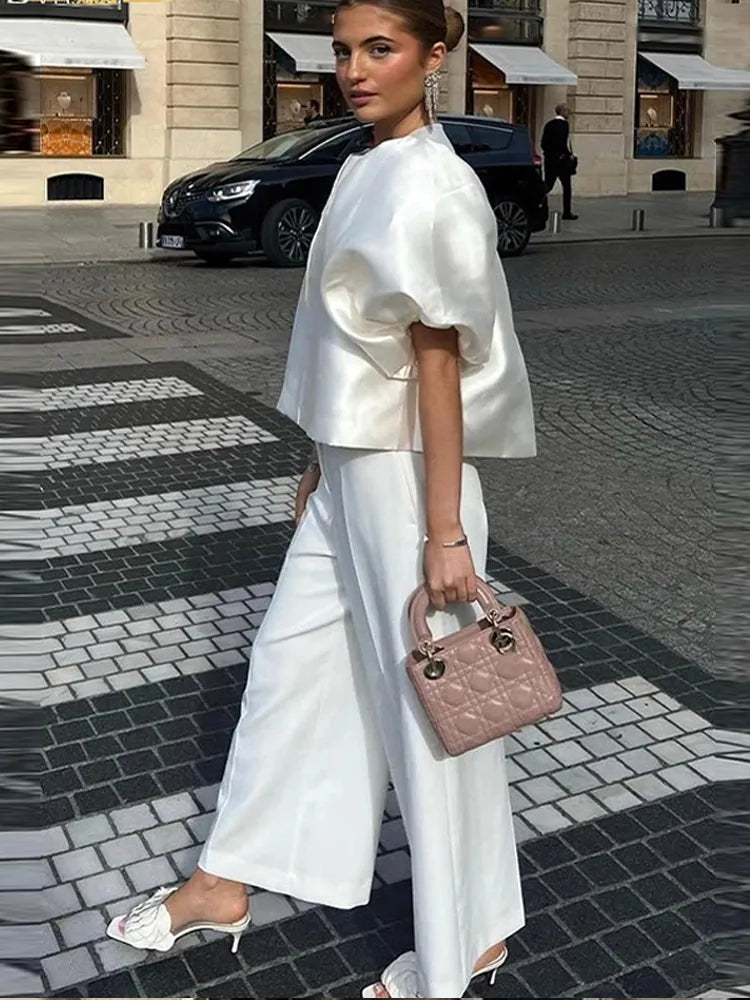 O Neck Lantern Short Sleeve Women Top Loose Solid Female Blouse 2025 Fashion Elegant Office Spring Summer Casual Lady Shirts
