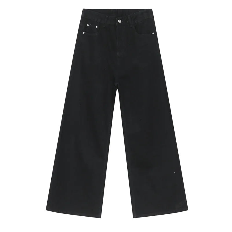 IEFB Worn Out Male Jeans Vintage Gradient Color Men's Wide  Leg Pants High Street Pockets Men Denim Straight Trousers New 9C4510