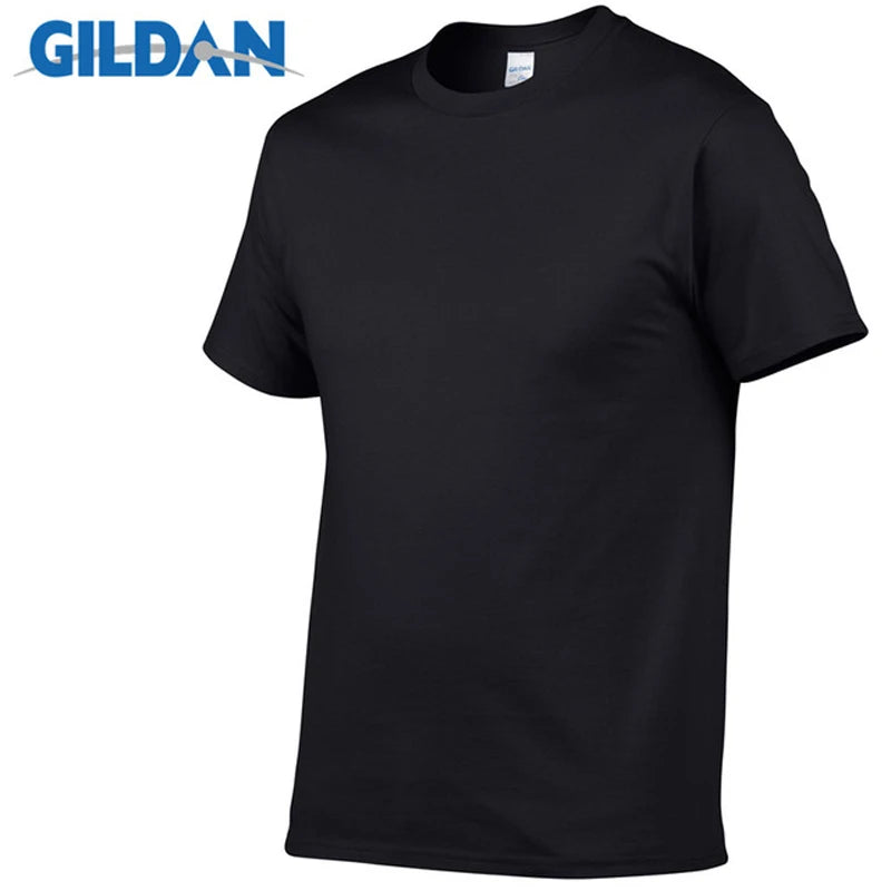Gildan Brand Summer Casual T-Shirt Men's Short Sleeve Top 100% Cotton Solid Color Sweatshirt Comfortable Breathable Men Clothing