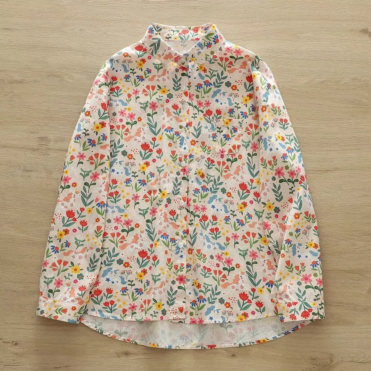 Fashion Women Printed Shirts Cotton Casual Blouses and Tops 2024 New Loose Style Exquisite Lady Long Sleeve Shirt Female Clothes
