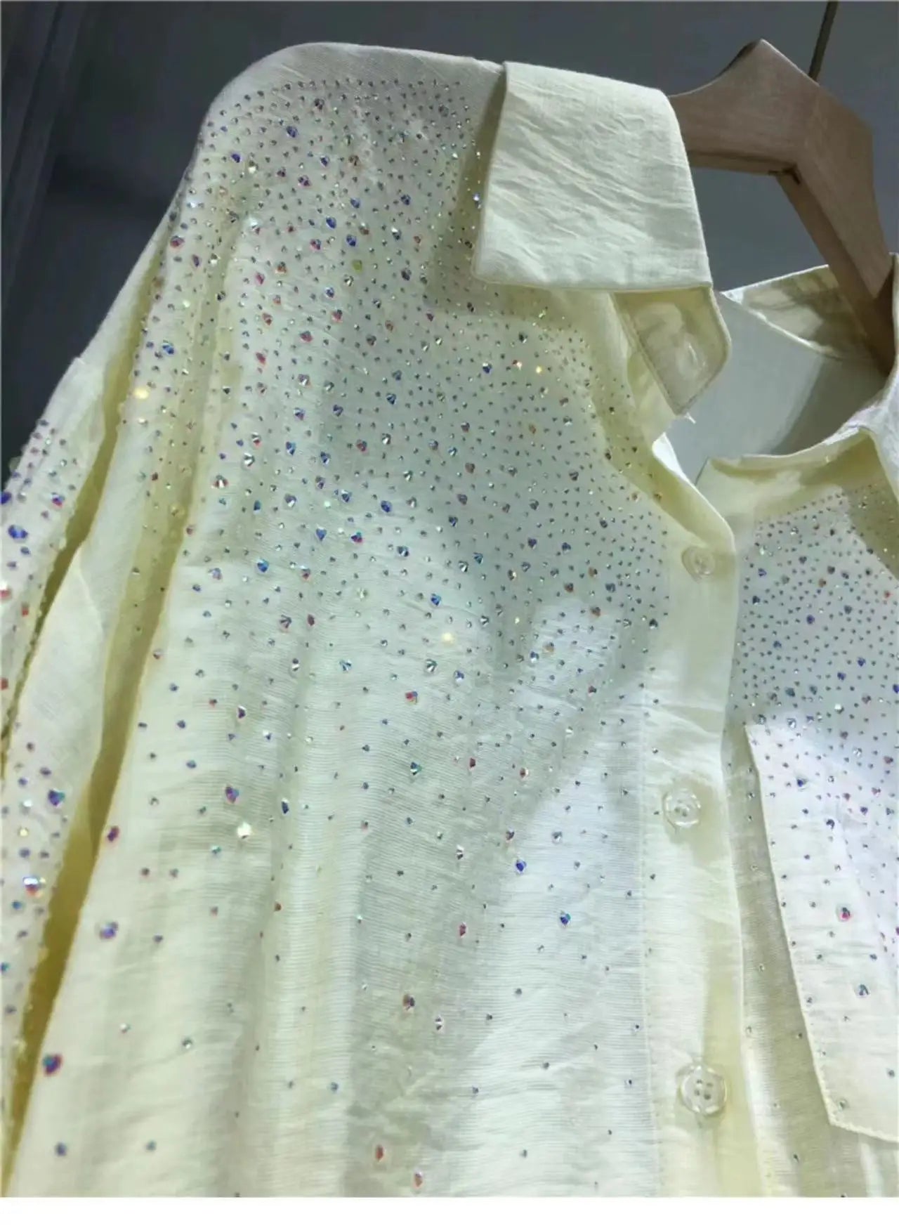 Luxury Sequined Summer Sunscreen Oversized Blouses Shirts For Women 2024 New In Shirts Streetwear Tops Camisas De Mujer