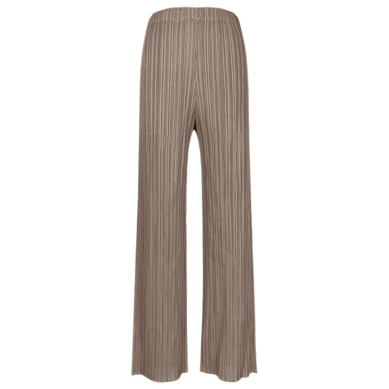 Spring Summer Autumn Women's Casual Elegant Miyake Designer Classical Loose Straight Pleated Pants High Waist Trousers In Stock
