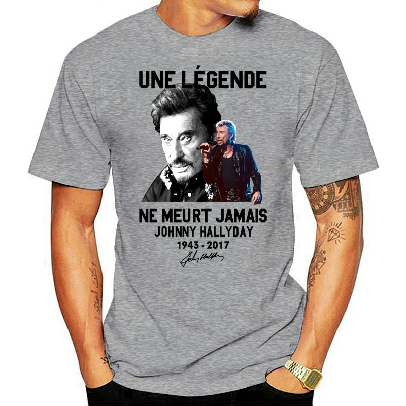 Men Funny T Shirt Fashion tshirt Une Legende Ne Meurt Jamais Johnny Hallyday 1943-2017  Women t-shirt