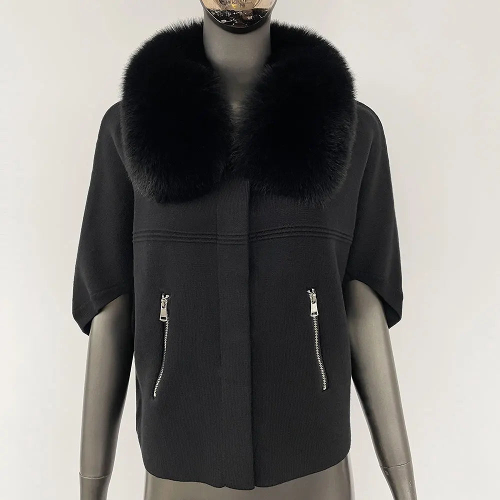 FURYOURSELF 2025 Autumn Winter Women's Short Knitted Sweater with Artificial Fur New Brazilian Best-selling Women's Cardigan