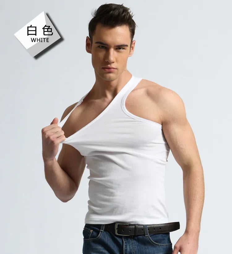 Hot Sale Cotton Mens Sleeveless Tank Top Solid Men's Underwear Muscle Vest Undershirts O-neck Gymclothing Tees Whorl Tops Men
