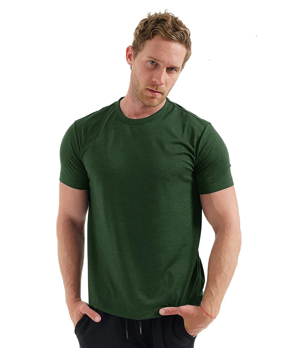 100% Superfine Merino Wool T shirt Mens Base Layer Merino Shirt Wicking Breathable Quick Dry Anti-Odor No-itch USA Size