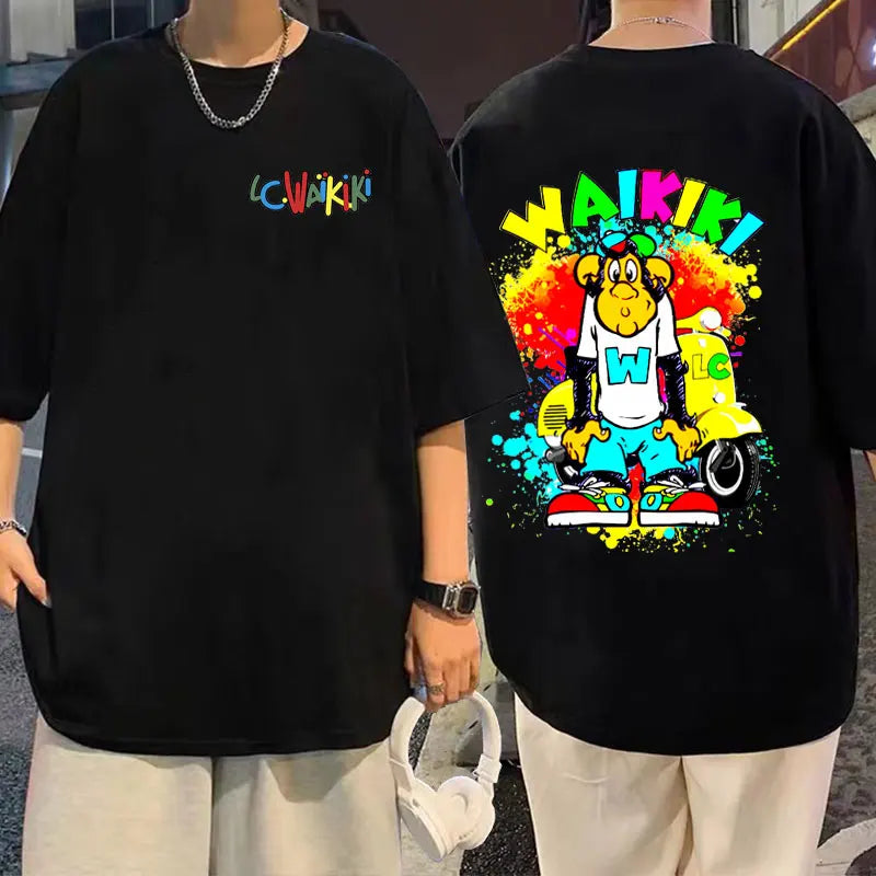 Funny Lc Waikiki Monkey Electric Bike Graphic Tshirt Men Women Fashion Casual T-shirt Male Summer Oversized Short Sleeve Tees