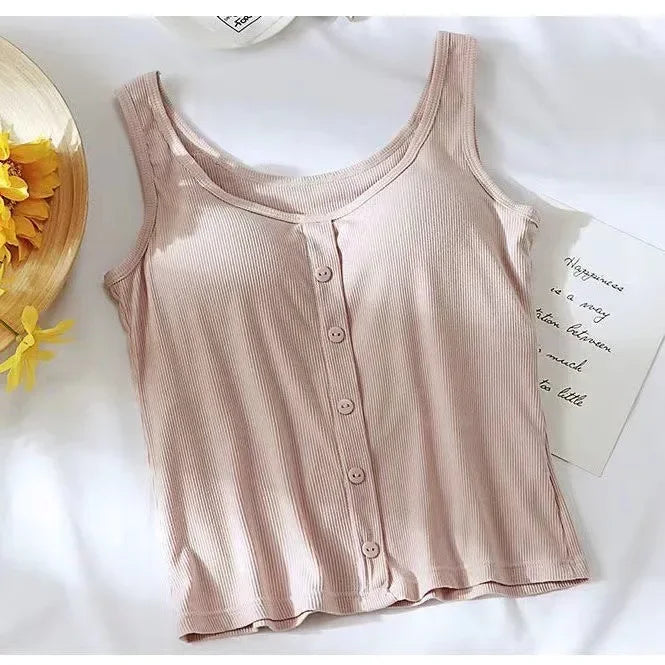 M-3XL For 35-75kg Modal Plus Size Women Camisole Top with Chest Pad Soft Comfortable Tank Tops