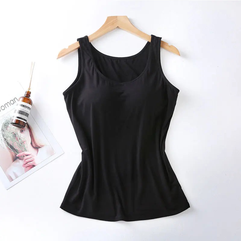Ice Silk Tank Top Wireless Padded Lingerie Push Up Seamless Padded Vest Crop Top Tee Camisole Built In Bra Sleep Soutien Gorge
