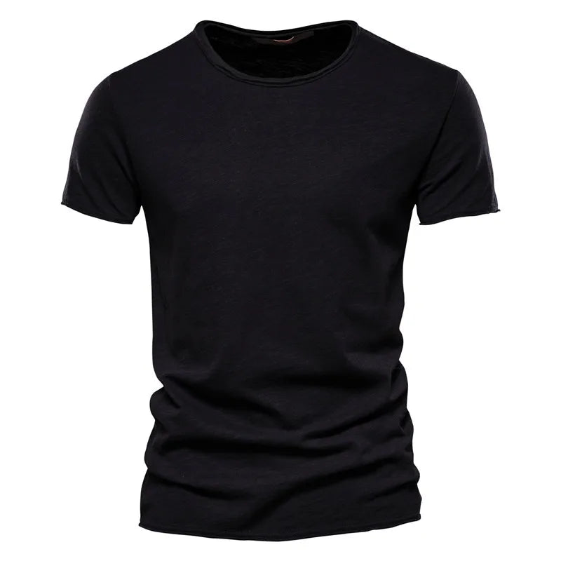 Men's T Shirt Pure Color Round Collar Short Sleeved Tops Tees High Quality Cotton Men T-Shirt Fashion Slim Man T Shirt For Men