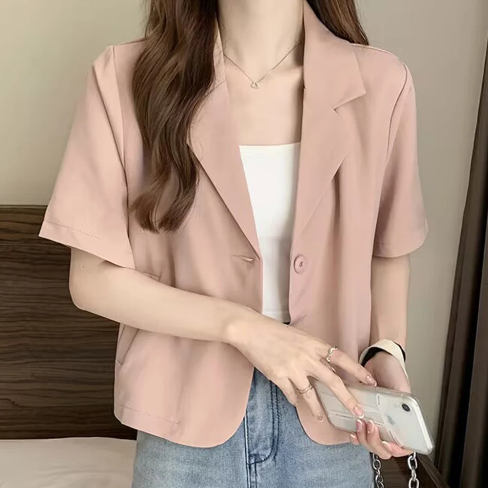 Summer Blazers Women Simple Leisure Loose Korean Style Youth Single Breasted Ladies Temperament Simple Fashion Classic
