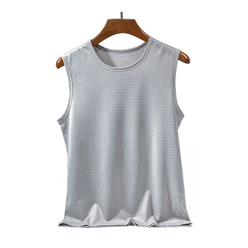 Summer Mesh Tank Top Men Gym Fitness Quick Dry T-shirt Mens Clothing Slim Fit Bodybuilding Sleeveless Shirts Men Basketball Vest