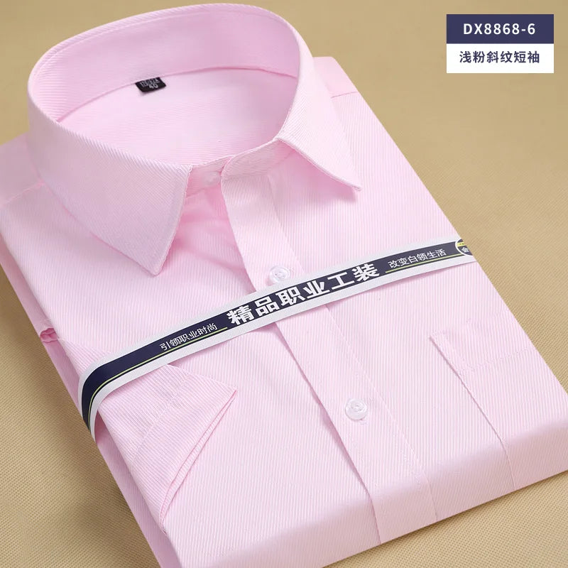 6XL7XL8XL men's short-sleeved shirt Spring/Summer thin Business casual high quality no-iron fashion cotton plus-size solid color