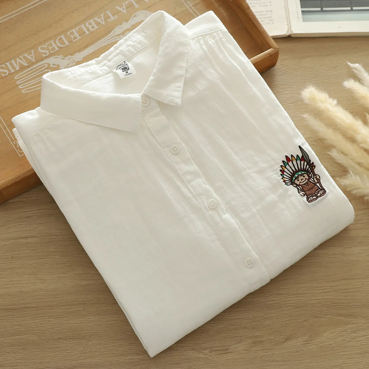 Cotton yarn base shirts woman tops 2025 Japan style elegant plus size white blouses long sleeve heart-shaped embroidered shirts