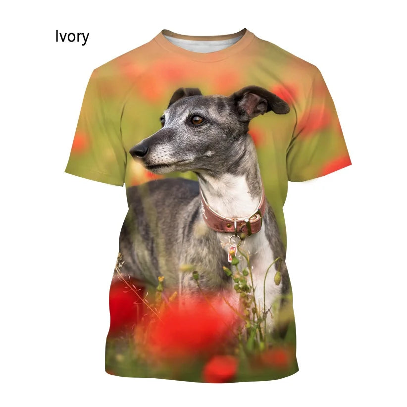 New Fashion Animal Greyhound 3D Printing T-shirt Men's and Women's Summer Casual Short-sleeved Round Neck Dog Shirt Tops