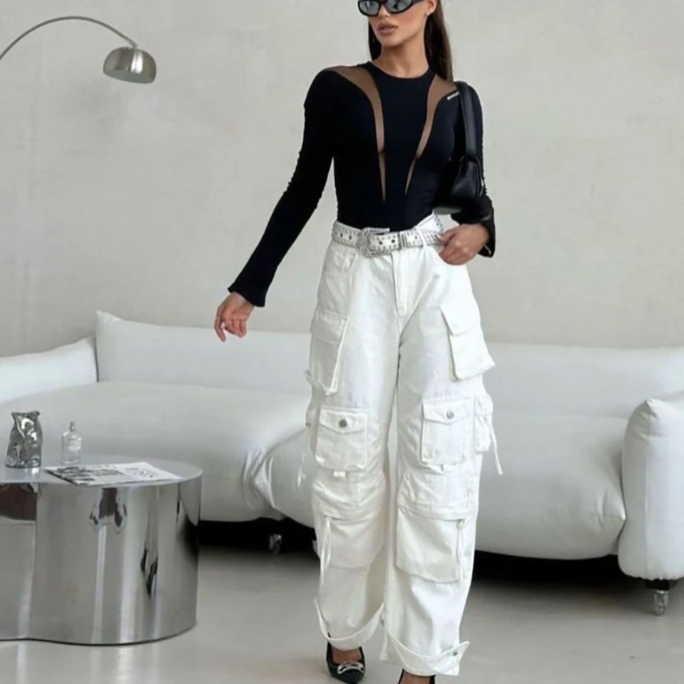 2023 Women Mesh Jumpsuits Long Sleeves Bodysuit High quality sexy romper skinny open-crotch Jumpsuit