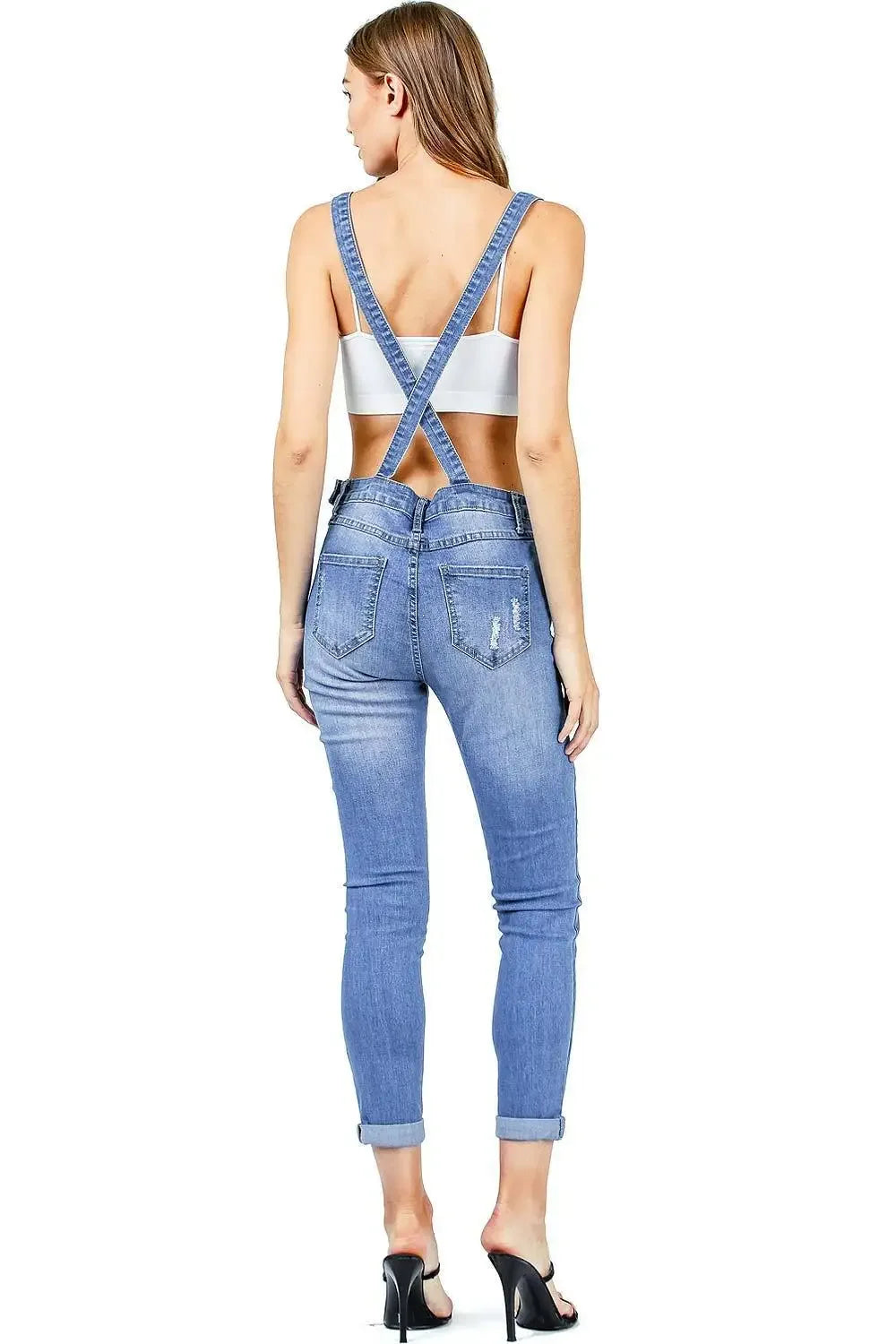 Summer Denim Jumpsuit Women Overall Rompers Jeans Pants Casual Hole Trousers Female High Waist Slim Denim Jeans Pencil Pants