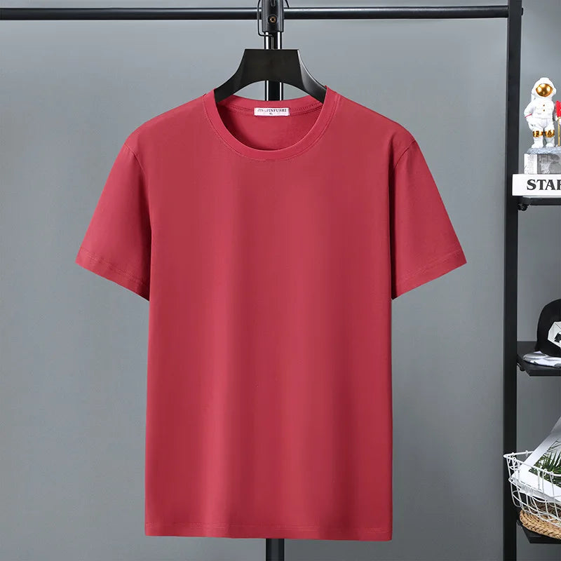 10XL 12XL Plus Size T-shirt Summer Cotton T Shirt Men Short Sleeve Tshirt Casual Tops Tees Male Solid Color Shirt Crewneck