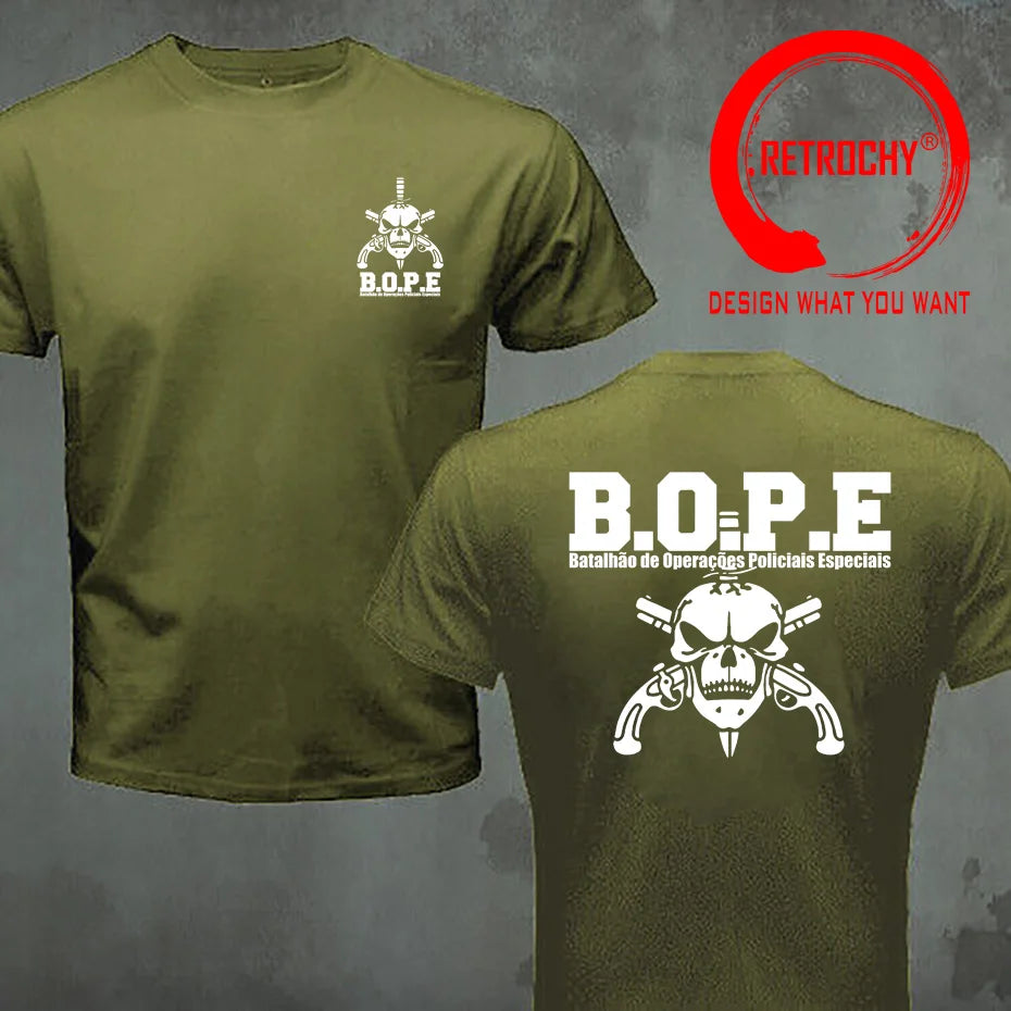Brazil BOPE Elite Special Force T Shirt Black Beige White Cotton O-Neck Summer Short Sleeve Casual Mens T-shirt Plus Size S-6XL