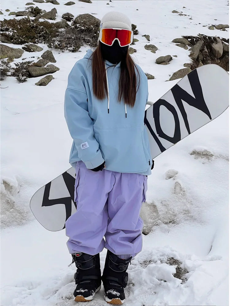 New Women Outdoor Windproof Waterproof Warm Violet Color Snow Trousers Oversize Ski Pants Winter Ski Snowboard Pants Cargo Pants