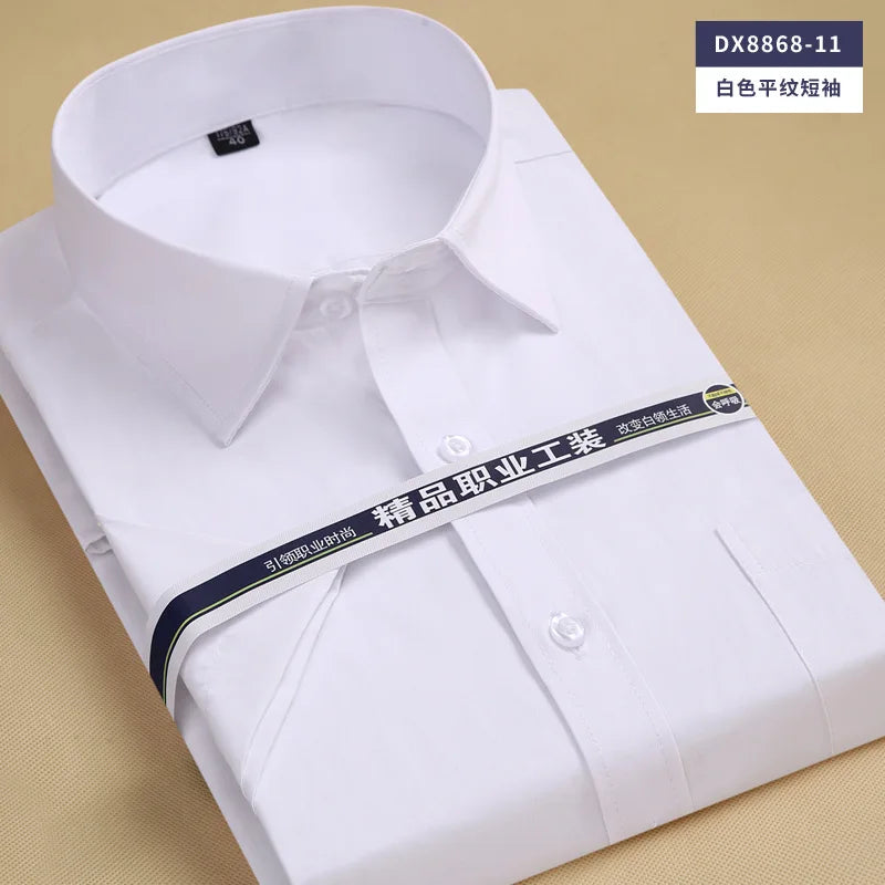 6XL7XL8XL men's short-sleeved shirt Spring/Summer thin Business casual high quality no-iron fashion cotton plus-size solid color
