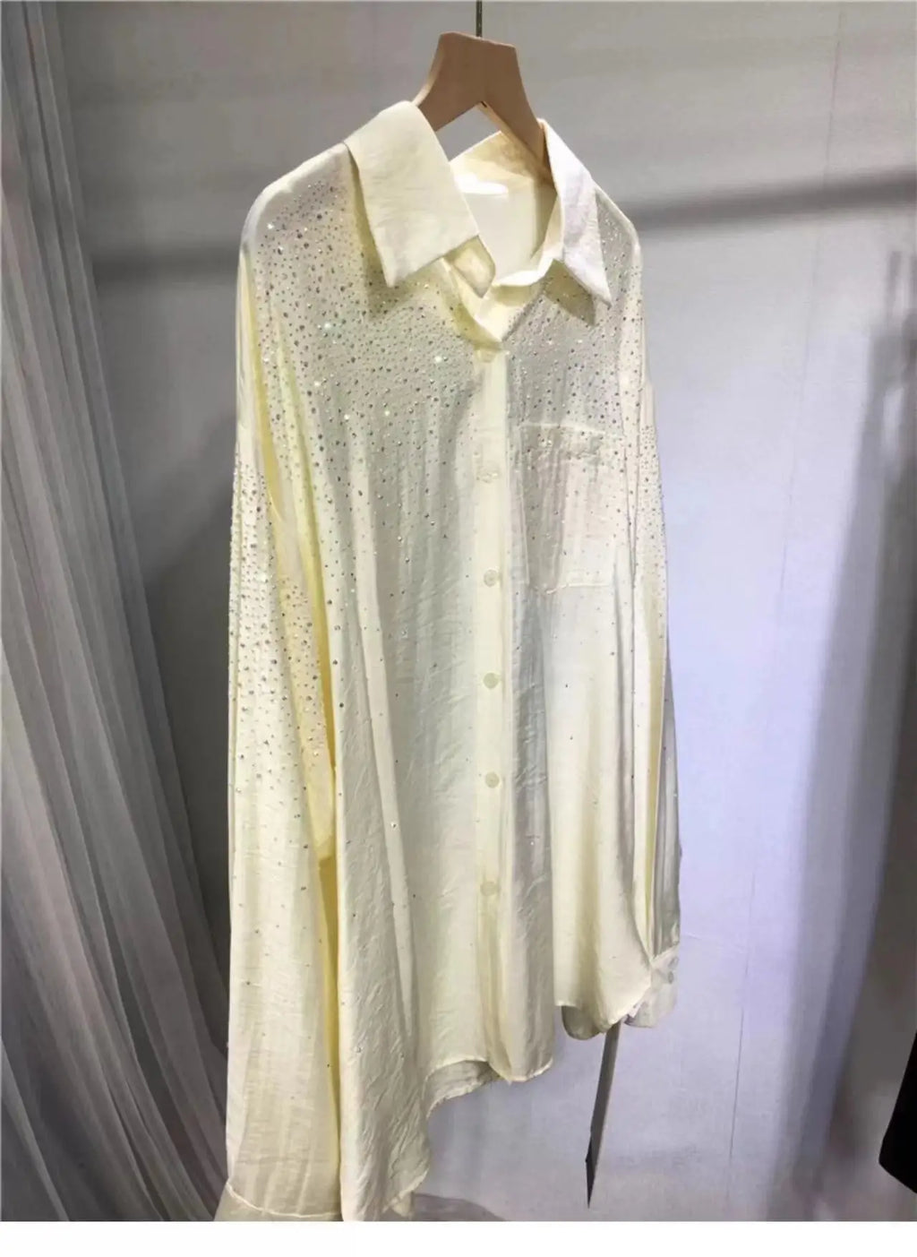 Luxury Sequined Summer Sunscreen Oversized Blouses Shirts For Women 2024 New In Shirts Streetwear Tops Camisas De Mujer