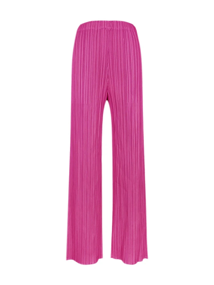 Spring Summer Autumn Women's Casual Elegant Miyake Designer Classical Loose Straight Pleated Pants High Waist Trousers In Stock