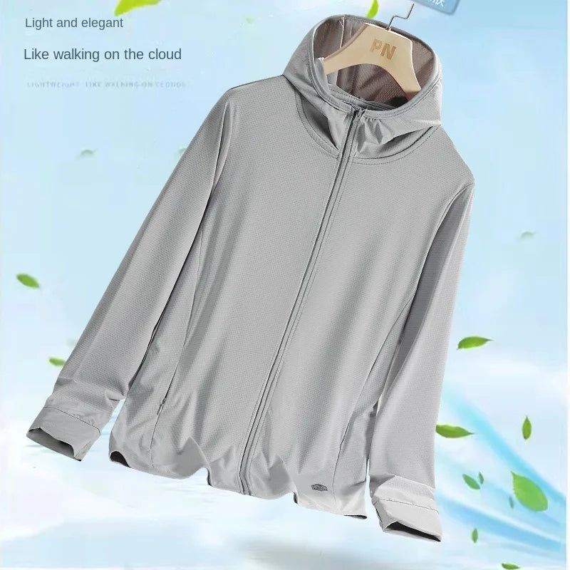 Outdoor Sunscreen Jacket Men's and Women's Summer Lightweight Breathable UV Hooded Coat Casual Running Fishing Men's windbreaker