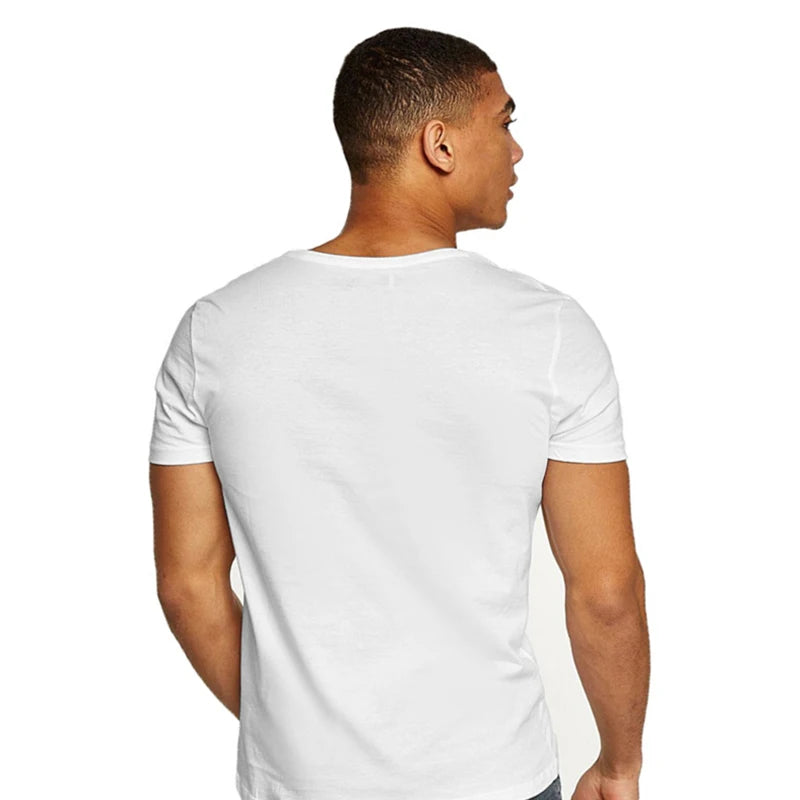 MRMT 2025 Brand New Men's Fitness And Leisure Summer Cotton Sweat-Absorbent Solid Color European Size Deep V-Neck T-Shirt Tops