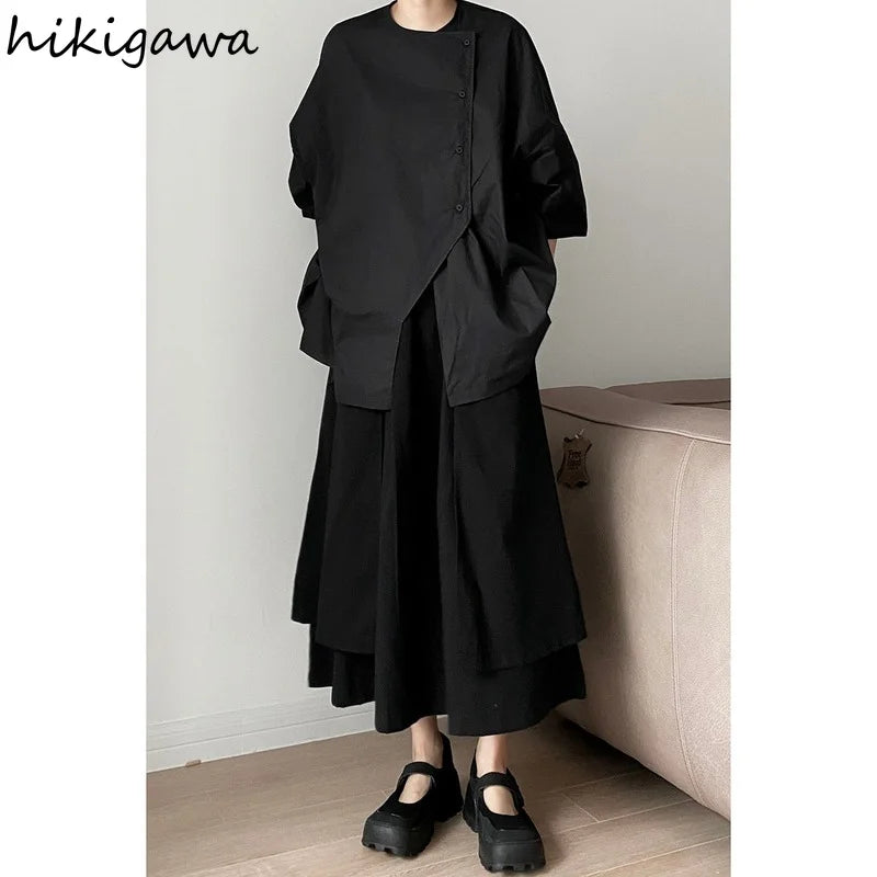 Harajuku Blouses Women Fashion Y2K Clothes Irregular White Black Shirts Oversized Tops Casual Blouse 2025 Blusas Mujer De Moda