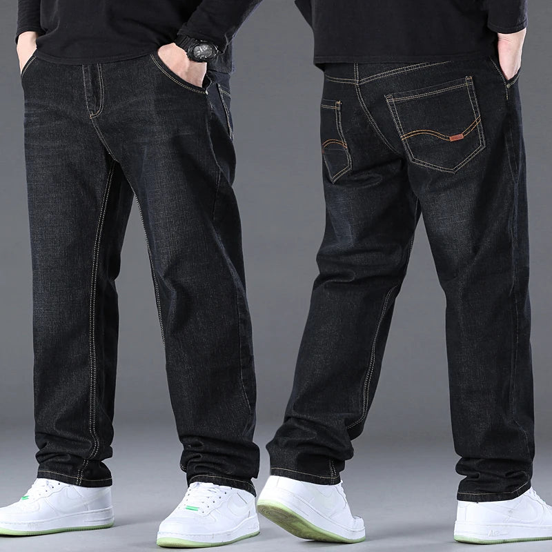 Men's Jeans Pants Big Size 50 High Stretch Denim Fabric Large Size Pants for 45-150kg Jeans Hombre Wide Leg Jeans Pantalon Homme