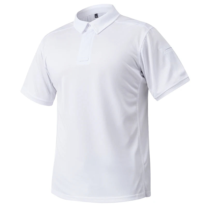 Men's Short Sleeve Tactical Shirt Casual Performance Lightweight Polo Shirt Summer Outdoor Fishing Hiking Golf Shirt USA Size