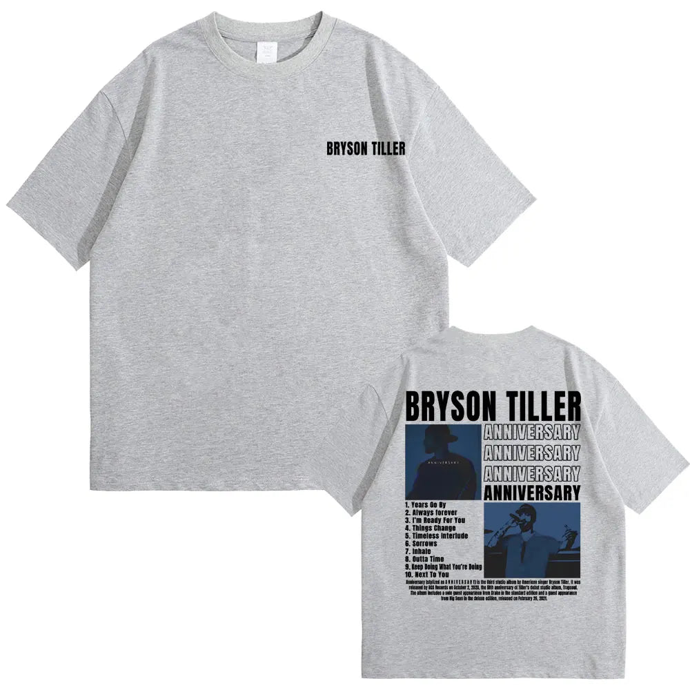 Rapper Bryson Tiller ANNIVERSARY Graphic Print T-shirts Men Women Hip Hop Vintage Oversized Tshirt Men's Casual Pure Cotton Tees