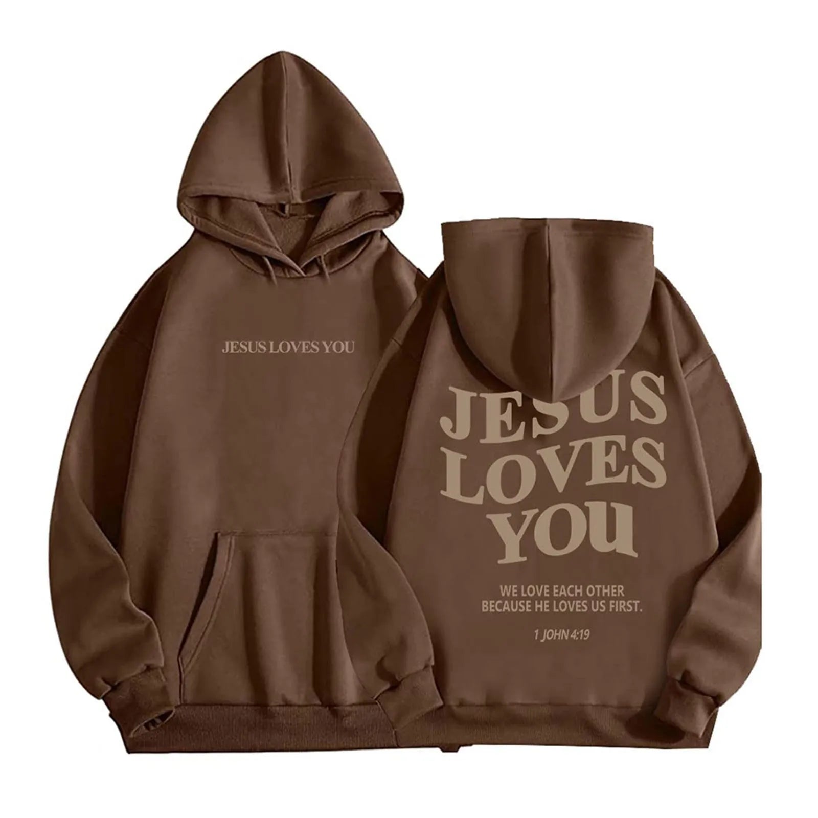 Jesus Loves You Oversized Graphic Hoodie Women Hip Hop Vintage Hooded Sweatshirts Pullover Tops For Women Trendy Aesthetic Top