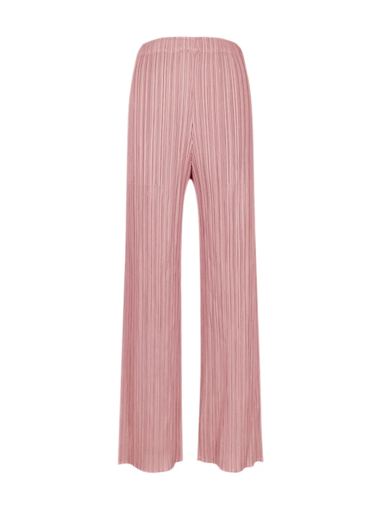 Spring Summer Autumn Women's Casual Elegant Miyake Designer Classical Loose Straight Pleated Pants High Waist Trousers In Stock