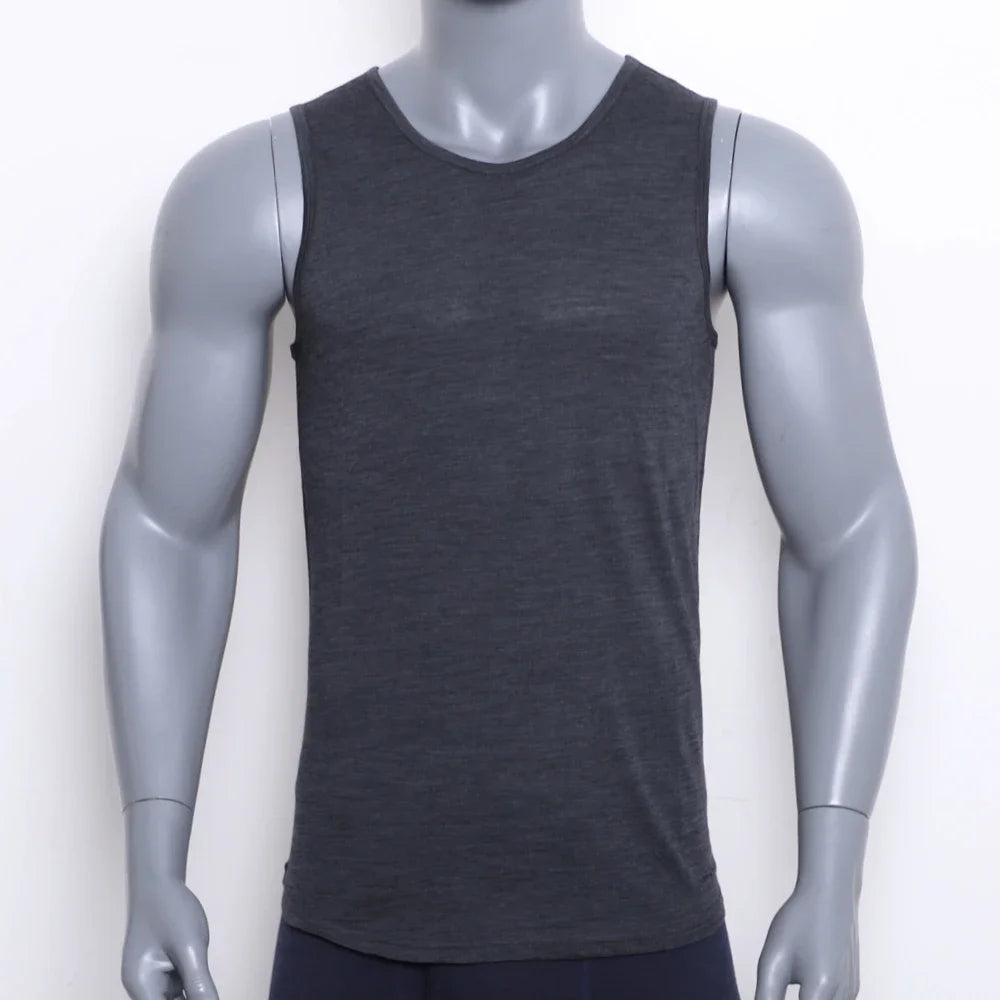 Men's 100% Merino Wool Tank Top Ultralight Merino Wool Base Layer Tank Tops Men Sleeveless Shirt Wicking Breathable Anti-Odor