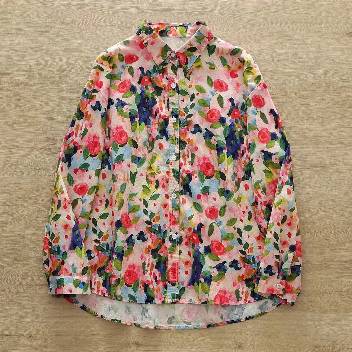 Fashion Women Printed Shirts Cotton Casual Blouses and Tops 2024 New Loose Style Exquisite Lady Long Sleeve Shirt Female Clothes