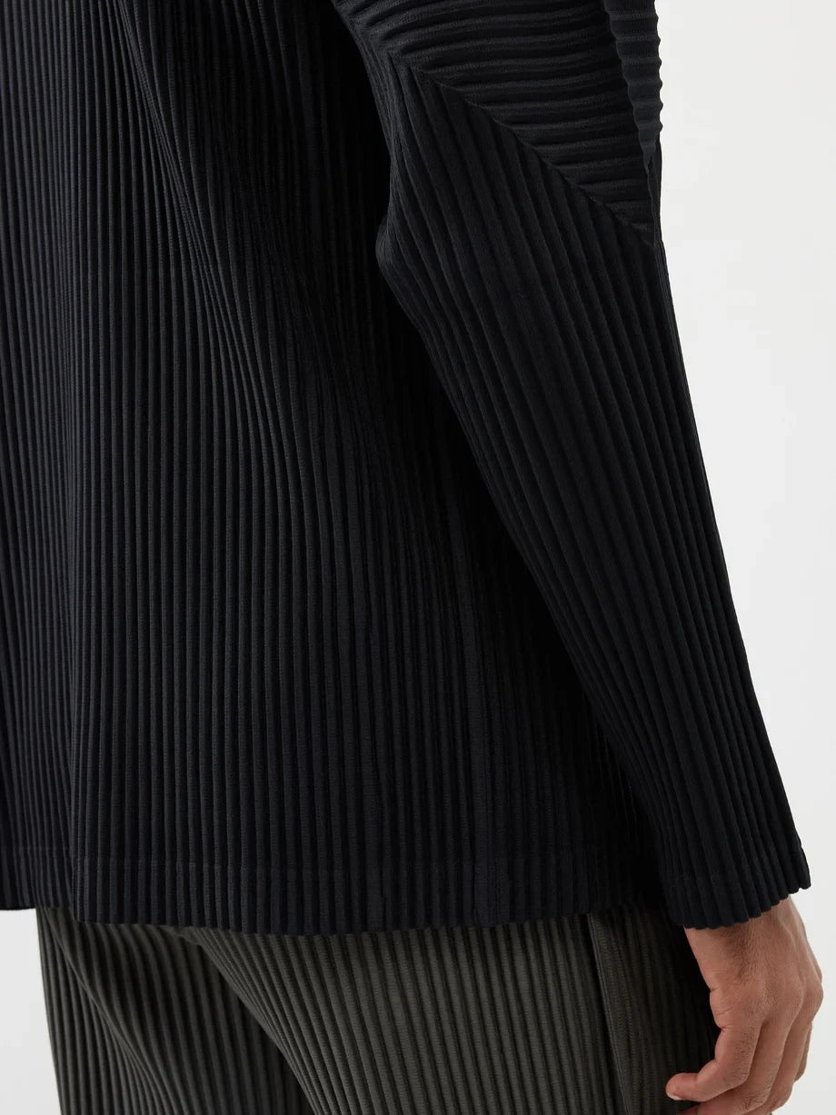Miyake Plisse Man Zip-up Pleated Casual Cardigan Street Fashion Coat Front two-way Zip Turtleneck Jacket