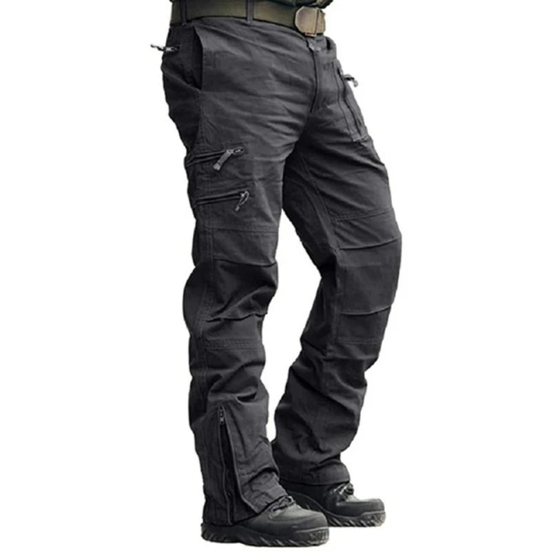 2024 Men's Cargo Pant Cotton Outdoors Tactical Pant Men Vintage Camo Green Work Many Pocket Cotton Camouflage Black Trouser