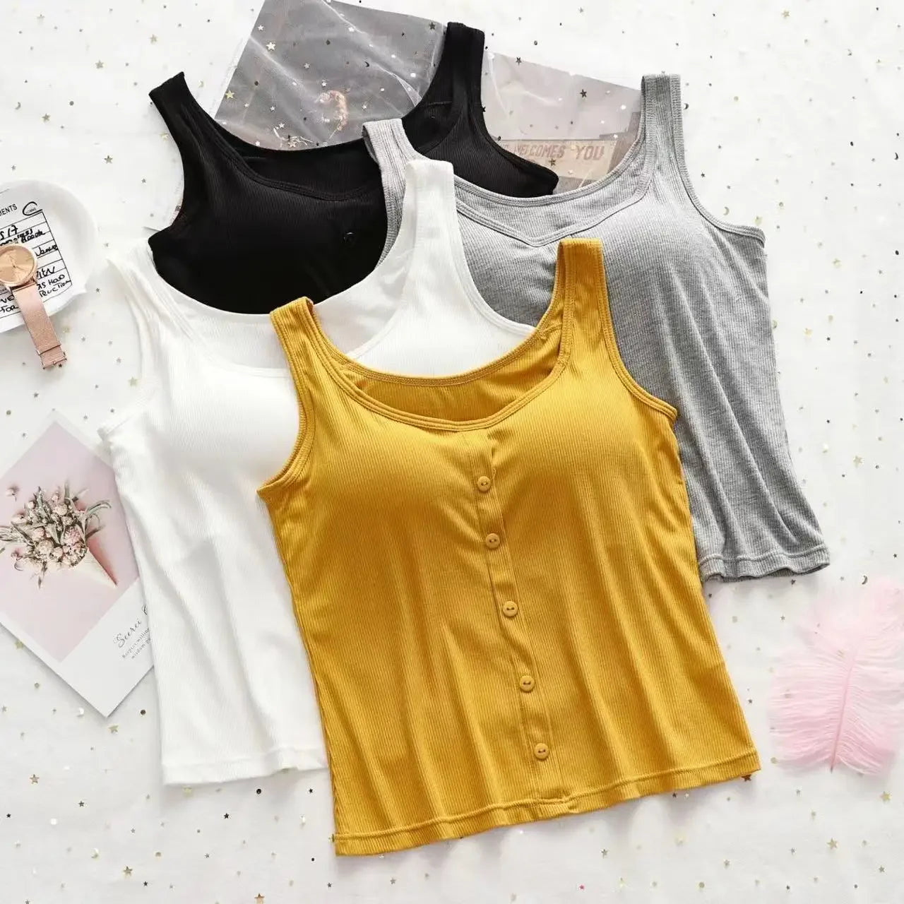 M-3XL For 35-75kg Modal Plus Size Women Camisole Top with Chest Pad Soft Comfortable Tank Tops