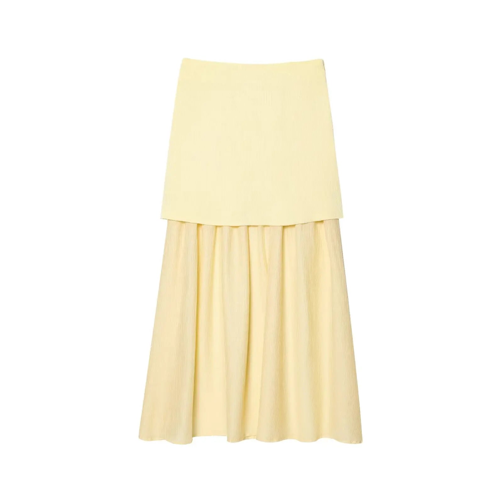TRAFZA Women 2 Piece Set V-Neck Sleeveless Button Knitted Vest Top+Elegant Splicing High Waist Zipper Long Skirts Holiday Suits