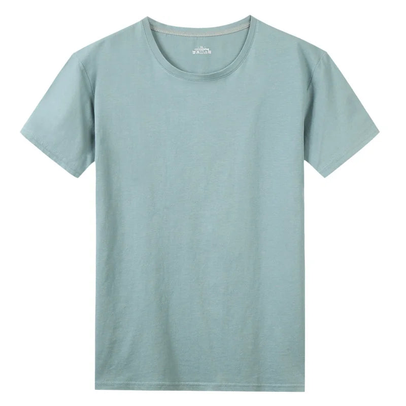Summer New Men's 100% Cotton T-Shirt Solid Color Soft Touch Fabric Men's Basic Tops Tees Casual Men Clothing Fashion Tops Tees